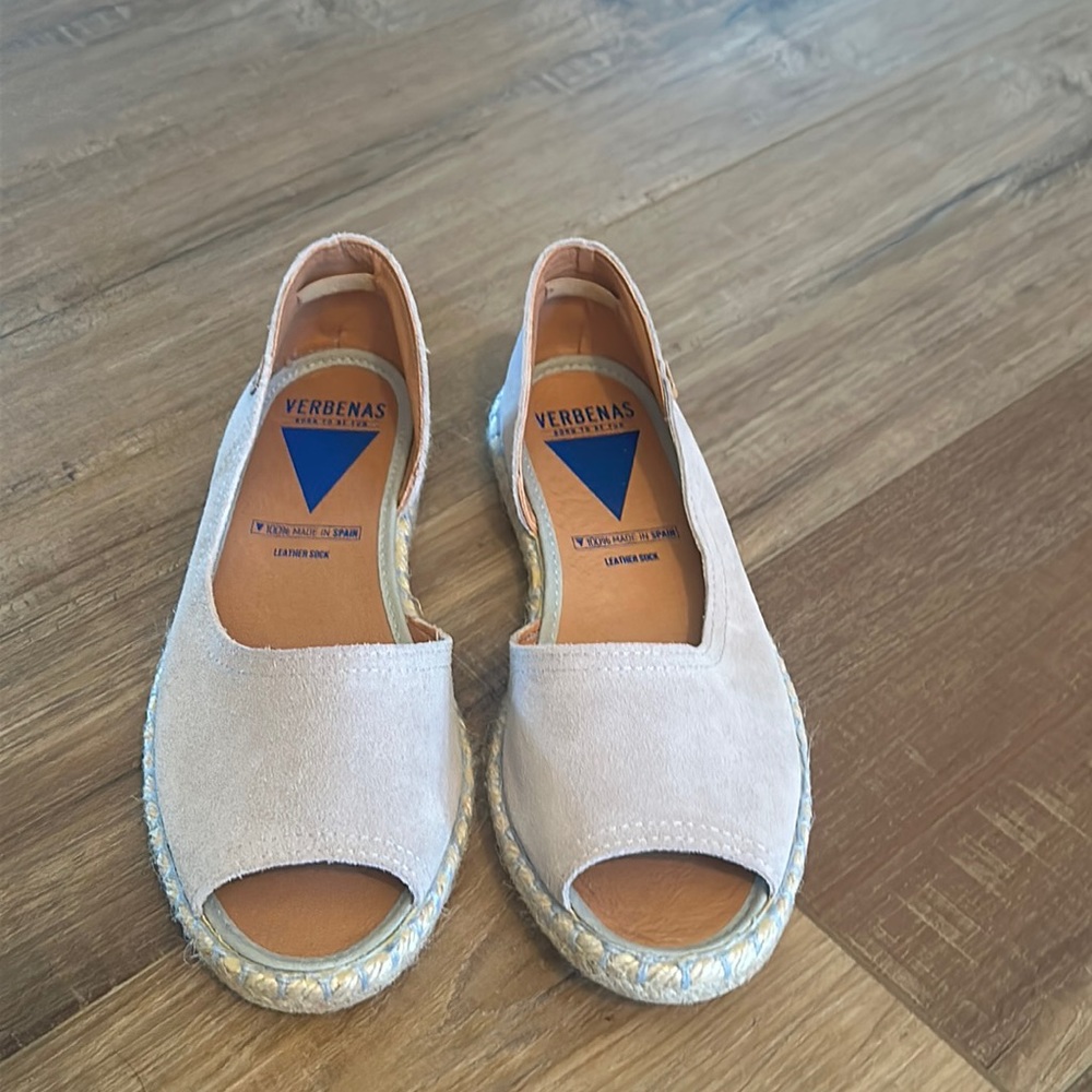 Verbena Cruz Flat Espadrilles in Perla - Sz 8.5